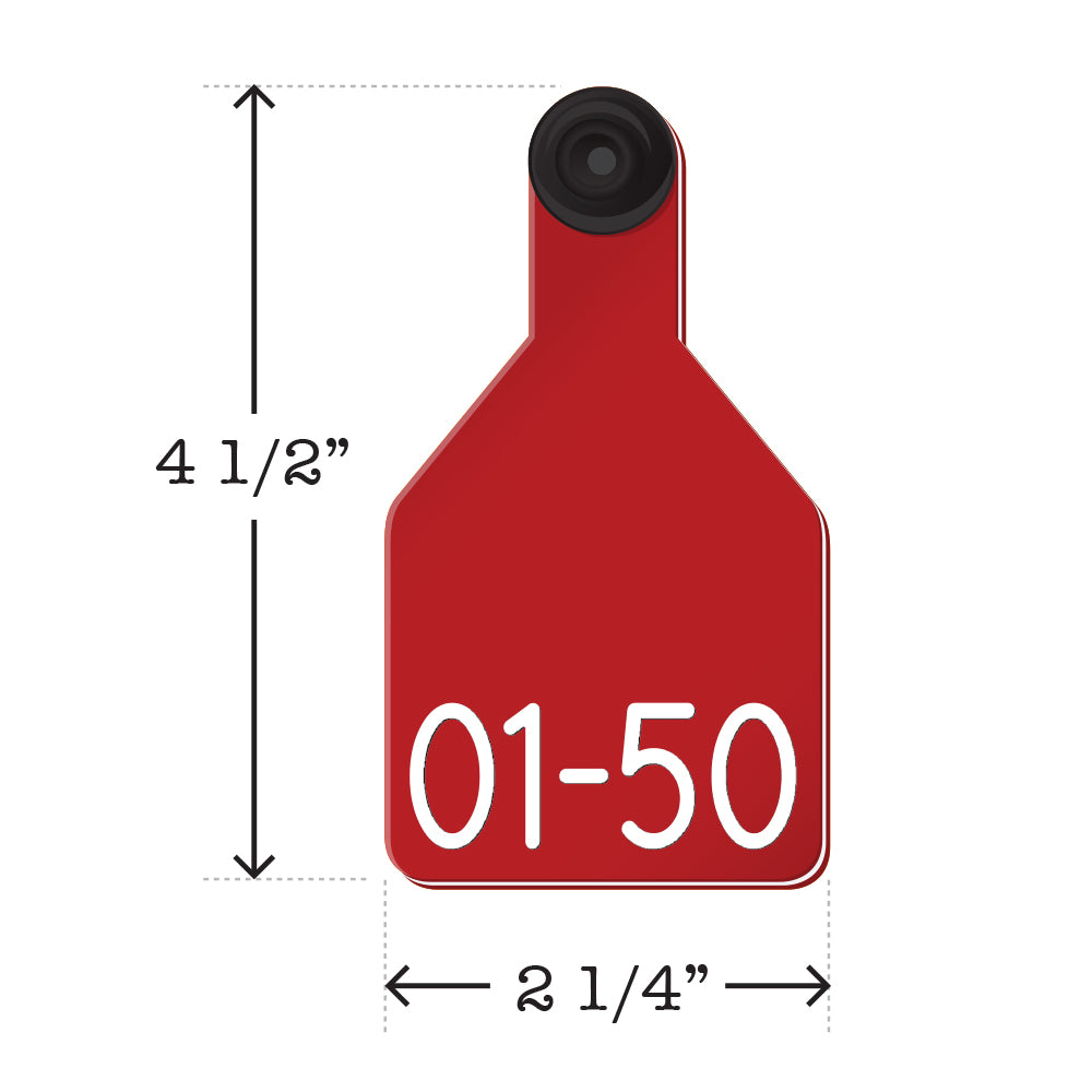 Prenumbered Medium Calf Tags 01-50