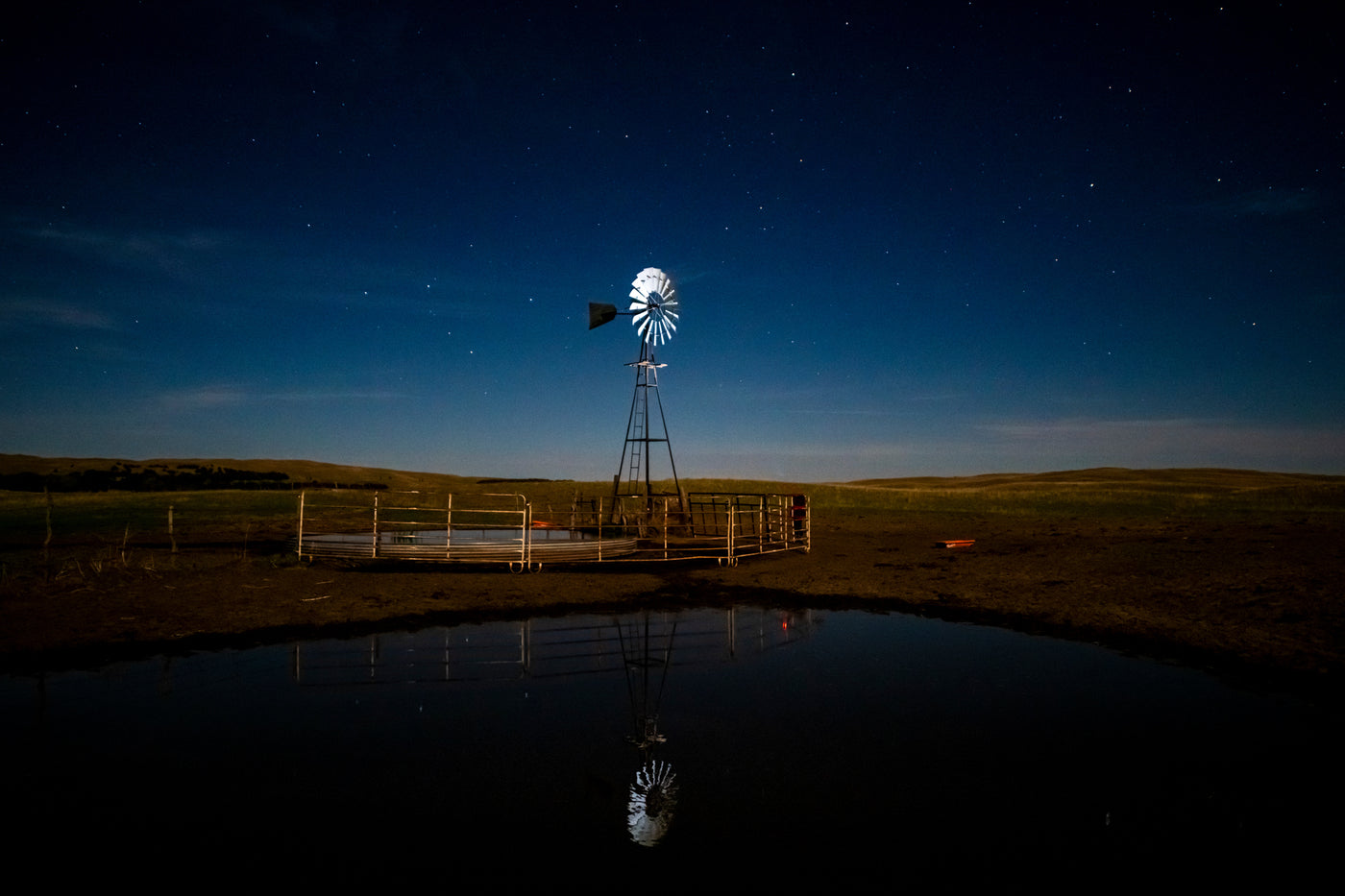 Ranch Windmill at dusk