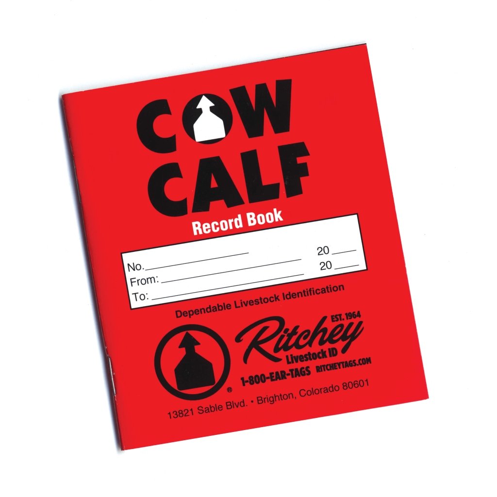 Red, Cow Calf Record book with Ritchey Livestock ID Logo