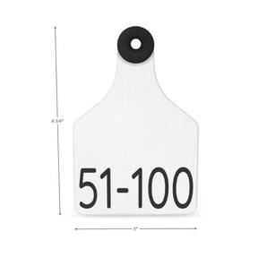 PRE-NUMBERED white and black cow ear tag 51-1000