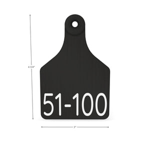 PRE-NUMBERED black and white cow ear tag 51-100