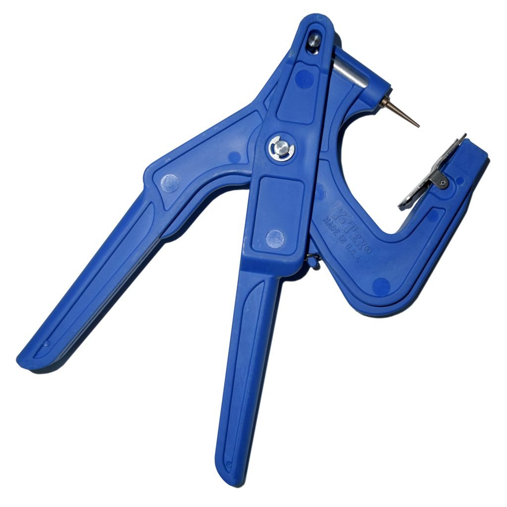 Blue, Y-Tex Cow Ear Tagger with Ritchey pin installed