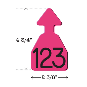 Pink and black arrowhead shaped ID Tag for any size cattle. Installs with the Ritchey Arrowhead Installing Tool. These tags can be used for a variety of identification purposes. Product Dimensions – Height: 4 3/4″, Width: 2 3/8″.