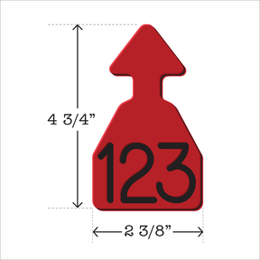 Red and black arrowhead shaped ID Tag for any size cattle. Installs with the Ritchey Arrowhead Installing Tool. These tags can be used for a variety of identification purposes. Product Dimensions – Height: 4 3/4″, Width: 2 3/8″.
