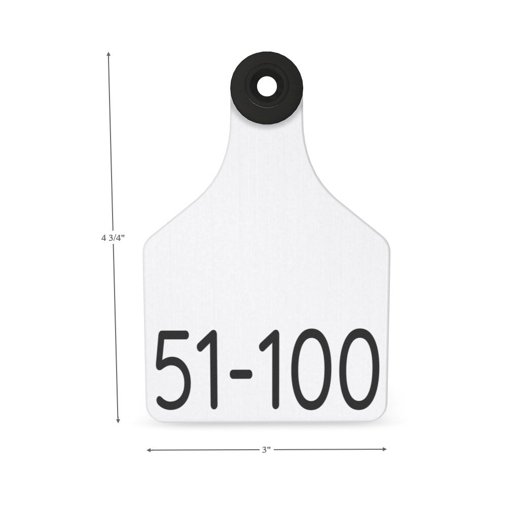 PRE-NUMBERED white and black cow ear tag 51-1000
