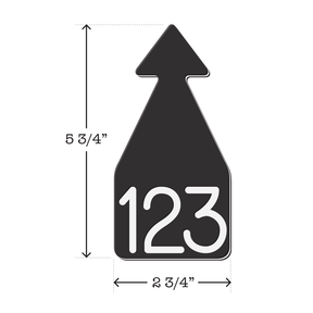 Black and white arrowhead shaped ID Tag for mature beef and dairy cattle. Installs with the Ritchey Arrowhead Installing Tool. These tags can be used for a variety of identification purposes. Product Dimensions – Height: 5 3/4″, Width: 2 3/4″.