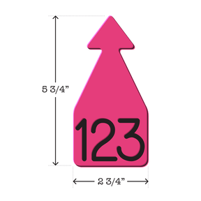 Pink and black arrowhead shaped ID Tag for mature beef and dairy cattle. Installs with the Ritchey Arrowhead Installing Tool. These tags can be used for a variety of identification purposes. Product Dimensions – Height: 5 3/4″, Width: 2 3/4″.