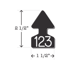 Black and White arrowhead shaped ID Tag ideal for calves and small livestock. Installs with the Ritchey Arrowhead Installing Tool. These tags can be used for a variety of identification purposes. Product Dimensions – Height: 2 1/2″, Width: 1 1/2″.