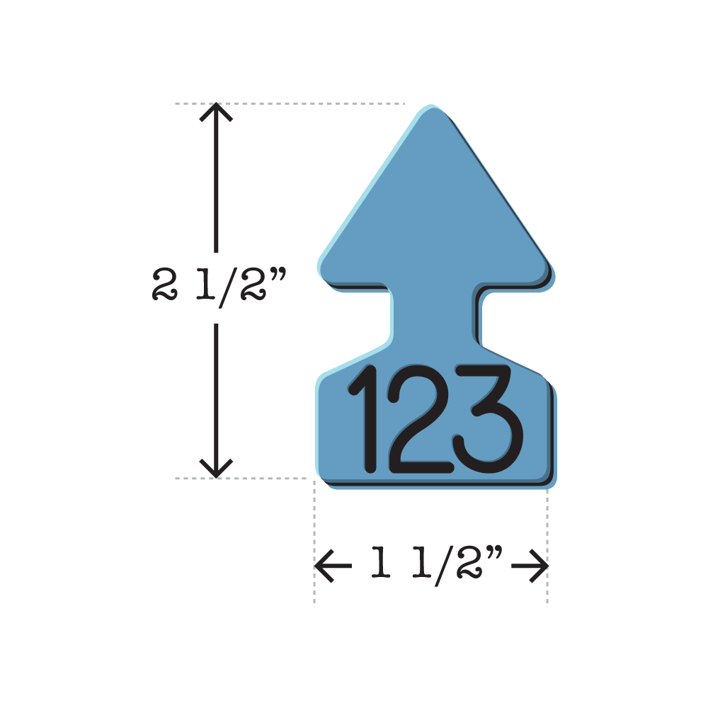 Light blue and black arrowhead shaped ID Tag ideal for calves and small livestock. Installs with the Ritchey Arrowhead Installing Tool. These tags can be used for a variety of identification purposes. Product Dimensions – Height: 2 1/2″, Width: 1 1/2″.