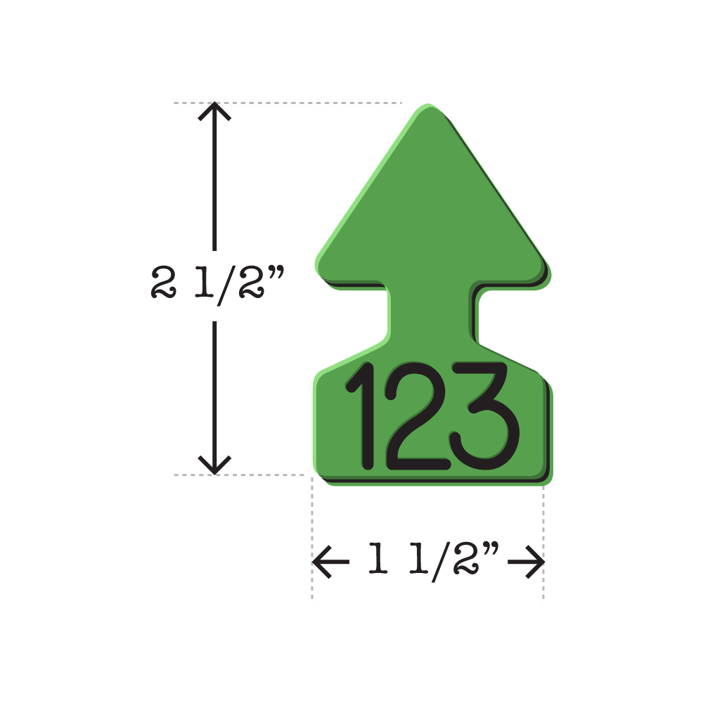 Light green and black arrowhead shaped ID Tag ideal for calves and small livestock. Installs with the Ritchey Arrowhead Installing Tool. These tags can be used for a variety of identification purposes. Product Dimensions – Height: 2 1/2″, Width: 1 1/2″.