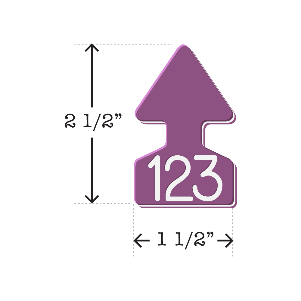 Light purple and white arrowhead shaped ID Tag ideal for calves and small livestock. Installs with the Ritchey Arrowhead Installing Tool. These tags can be used for a variety of identification purposes. Product Dimensions – Height: 2 1/2″, Width: 1 1/2″.