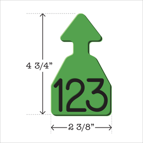 Light green and black arrowhead shaped ID Tag for any size cattle. Installs with the Ritchey Arrowhead Installing Tool. These tags can be used for a variety of identification purposes. Product Dimensions – Height: 4 3/4″, Width: 2 3/8″.